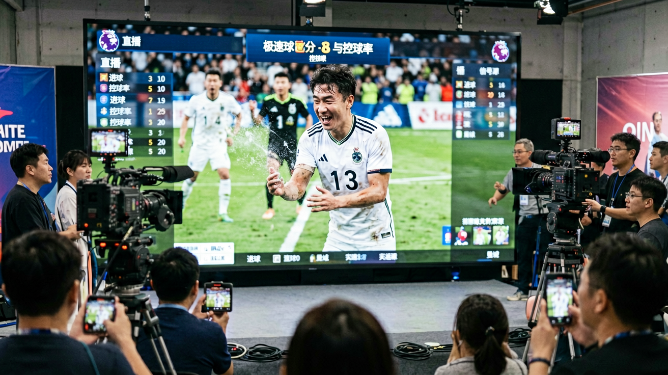 6t体育直播画面展示实时比分、进球弹窗与控球率图表